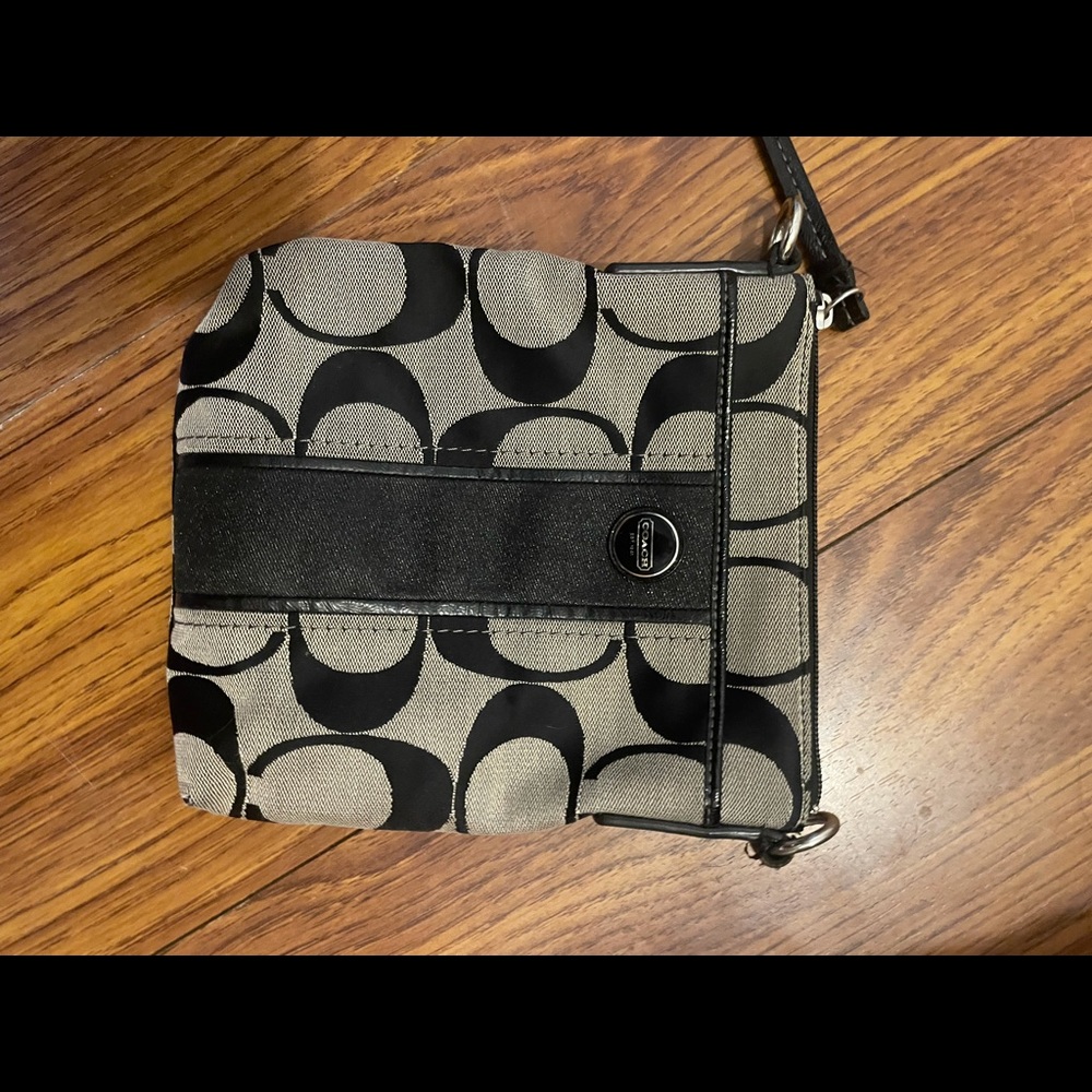 Black/Gray Coach Logo Crossbody W/O Strap